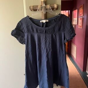 Flax Urban deep teal Short Sleeve Linen Blend Top medium